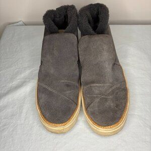 TOM'S Fleece Lined Paxton Sneaker Womens 7.5 Gray Soft Cushion